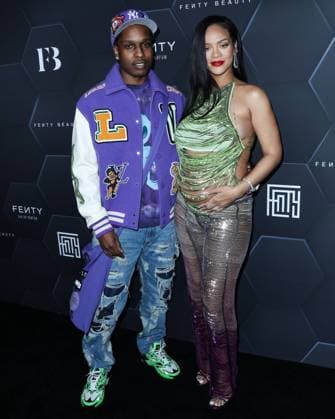 Fenty Beauty And Fenty Skin Celebration Hosted By Rihanna American rapper A$AP Rocky (ASAP Rocky, Rakim Athelaston Mayers) and pregnant girlfriend Barbadian singer Rihanna (Robyn Rihanna Fenty NH) wearing The Attico arrive at the Fenty Beauty And Fenty Skin Celebration Hosted By Rihanna held at Goya Studios on February 11, 2022 in Hollywood, Los Angeles, California, United States. Goya Studios, Hollywood, Los Angeles, California California United States  Copyright: xImagexPressxAgencyx originalFilename: collin-fentybea220212_npT9D.jpg