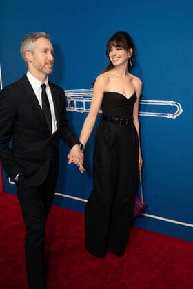 February 11, 2022, New York, NY, USA: ADAM SHULMAN and ANNE HATHAWAY attend the opening night of Ã¢â‚¬oeThe Music ManÃ¢â‚¬Â on Broadway at The Winter Garden Theater,.New York City.February 10, 2022. New York USA - ZUMAms4_ 20220211_zaf_ms4_029 Copyright: xSoniaxMoskowitzxGordonx
