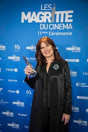 Actress Jo deseure poses after winning the Magritte for best actress during the Magritte du Cinema film awards ceremony, Saturday 12 February 2022, in Brussels. The prizes are awarded to movies of Belgian French-speaking producers.  PAUL-HENRIxVERLOOY 9334698