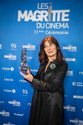 Actress Jo deseure poses after winning the Magritte for best actress during the Magritte du Cinema film awards ceremony, Saturday 12 February 2022, in Brussels. The prizes are awarded to movies of Belgian French-speaking producers.  PAUL-HENRIxVERLOOY 9334728