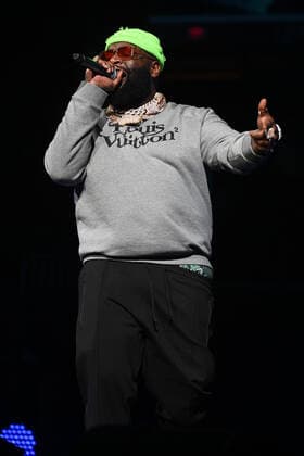 SUNRISE FL - FEBRUARY 12: Rick Ross performs during the Legendz of the Streetz Tour at The FLA Arena on February 12, 2022 in Sunrise, Florida. Copyright: xmpi04x