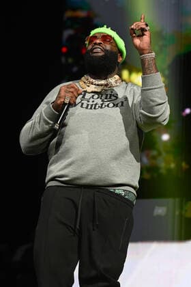SUNRISE FL - FEBRUARY 12: Rick Ross performs during the Legendz of the Streetz Tour at The FLA Arena on February 12, 2022 in Sunrise, Florida. Copyright: xmpi04x