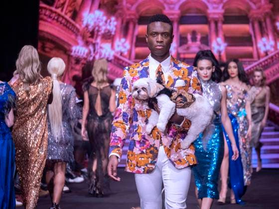 February 13, 2022, New York, New York, us: Dogs on the Catwalk at the NYFW show of Womens s Wear & Canine Couture runway show by designer Anthony Rubio at the Ziegfield Ballroom. Part of the Art Hearts fashion shows. New York us - ZUMAh156 20220213_znp_h156_006 Copyright: xMiloxHessx