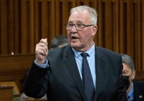 February 14, 2022, Ottawa, ON, Canada: President of the QueenöÄÃ s Privy Council for Canada and Emergency Preparedness Minister Bill Blair rises during Question Period, Monday, February 14, 2022 in Ottawa. Ottawa Canada  - ZUMAc35_ 20220214_zaf_c35_134 Copyright: xAdrianxWyldx