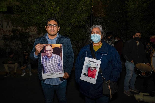 February 14, 2022, Mexico, Mexico: Protesters hold placards during the demonstration..Dozens of journalists came together to protest outside the offices of the Ministry of Interior in Mexico City. It was part of a simultaneous national protest that took place across Mexico following the murder of the fifth journalist in 2022. Mexico Mexico - ZUMAs197 20220214_zaa_s197_401 Copyright: xLexiexHarrison-Crippsx
