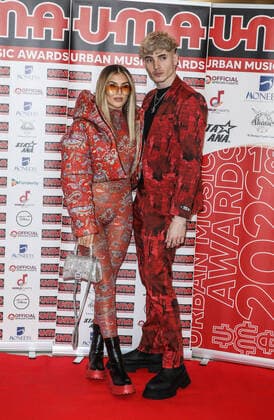 February 14, 2022, London, United Kingdom: Emily Faye Miller and Cam Holmes attend the Urban Music Awards 2022 at Porchester Hall in London. London United Kingdom - ZUMAs197 20220214_zaa_s197_426 Copyright: xBrettxCovex