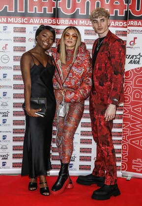 February 14, 2022, London, United Kingdom: Melinda Melrose,Emily Faye Miller and Cam Holmes attend the Urban Music Awards 2022 at Porchester Hall in London. London United Kingdom - ZUMAs197 20220214_zaa_s197_451 Copyright: xBrettxCovex