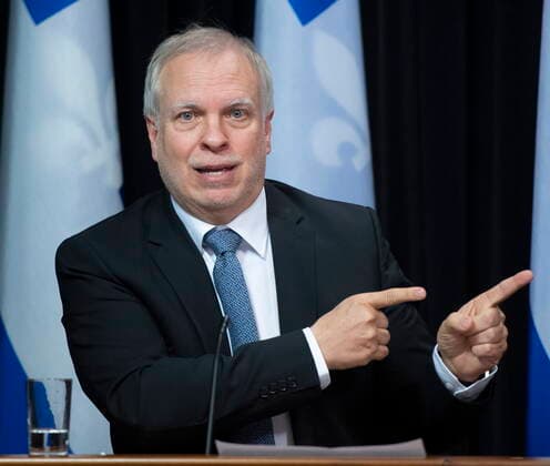 February 15, 2022, QUEBEC, PQ, Canada: Luc Boileau, Quebec interim director of National Public Health responds to reporters questions about a relaxation of rules on vaccination pass, during a news conference on the COVID-19 pandemic, Tuesday, February 15, 2022 at the legislature in Quebec City. QUEBEC Canada  - ZUMAc35_ 20220215_zaf_c35_149 Copyright: xJacquesxBoissinotx