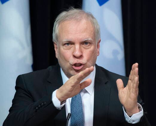 February 15, 2022, QUEBEC, PQ, Canada: Luc Boileau, Quebec interim director of National Public Health responds to reporters questions about a relaxation of rules on vaccination pass, during a news conference on the COVID-19 pandemic, Tuesday, February 15, 2022 at the legislature in Quebec City. QUEBEC Canada  - ZUMAc35_ 20220215_zaf_c35_150 Copyright: xJacquesxBoissinotx