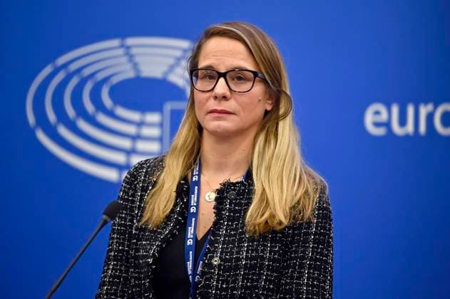 Virginie Joron bei einer Pressekonferenz zum Thema Welches Europa wollen wir? Eines mit mehr Freiheit oder mehr staatlicher Kontrolle wie in China? im Europäischen Parlament. Straßburg, 16.02.2022 Foto:xD.xAnoraganingrumx xFuturexImage