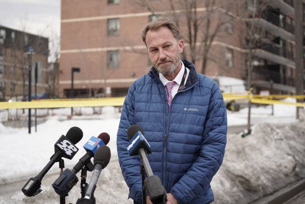 February 16, 2022, Toronto, Ontario, Canada: TTC Chief of Operations Jim Ross updates the media after a bus driver was stabbed..For the second time in 7 days, a TTC worker has been seriously injured in a stabbing. Just after 1pm, a TTC Bus driver on the 41 Keele bus was stabbed following a dispute with a group of young men. The altercation continued outside the bus where he was stabbed multiple times. The driver was rushed to hospital in serious condition. No suspects have been arrested at this time. Toronto Canada - ZUMAm215 20220216_zip_m215_005 Copyright: xArlynxMcAdoreyx