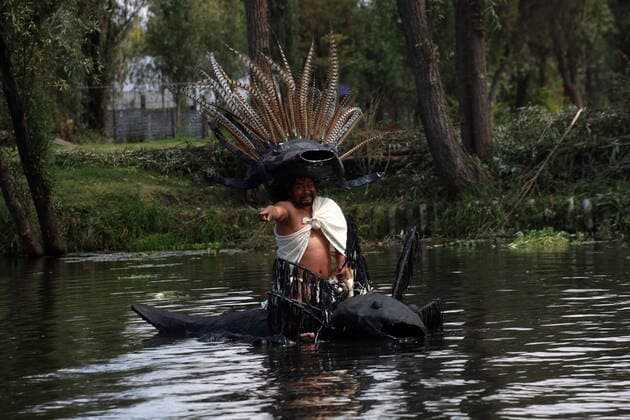 ˜Ajoloton™ Ecologist Project to Preserve the Axolotl Species MEXICO CITY, MEXICO - FEB 16, 2022: Persons during a ceremony before release Axolotls to preservation of the specie and its habitat as part of ecologist campaign. On February 16, 2022 In Mexico City, Mexico. (Photo by Luis Barron Eyepix Group) Copyright: xLuisxBarronx xEyepixxGroupx EYEPIX_LBE_16022022_55988