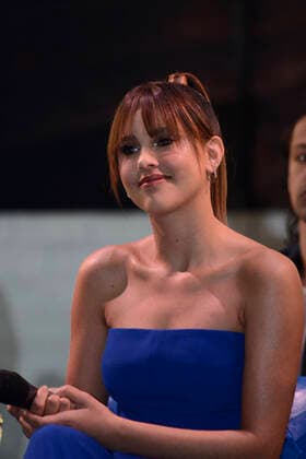 ˜Ghost™ Musical Press Conference MEXICO CITY, MEXICO - FEB 17, 2022: Actress Paulina Goto gesticulates while talk during a press conference to promote ˜Ghost™ the musical at San Rafael theatre. On February 17, 2022 in Mexico City, Mexico. (Photo by Carlos Tischler Eyepix Group) Copyright: xCarlosxTischlerx xEyepixxGroupx EYEPIX_CT_17022022_56052