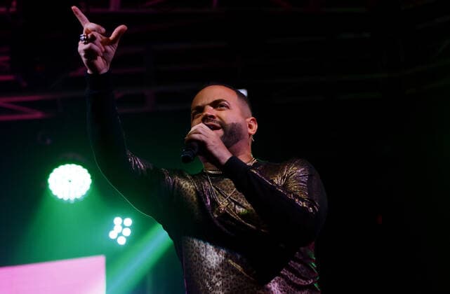 February 20, 2022, Valencia, Carabobo, Venezuela: February 19, 2022. Miguel Ignacio Mendoza Donatti, better known as Nacho . Venezuelan singer, during a concert in the Hotel Hesperia, from Valencia, Carabobo state. Photo: Valencia Venezuela - ZUMAhe3_ 20220220_zbp_he3_009 Copyright: xJuanxCarlosxHernandezx