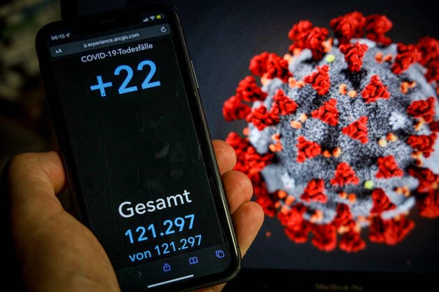 Coronavirus in Germany Covid 19 Robert Koch Institute Dashboard 21 02 2022 Robert Koch Institute 7 days Incidence 1346.8 7 days Number of cases 1 119 949 COVID 19 Cases 13 636 993 Addition of 73 867 compared to previous day COVID 19 Deaths 121 297 Addition of 22 compared to previous day
