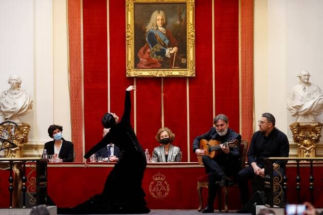 Flamenco dancer Eva Yerbabuena (3L) performs on stage next to Spanish former Queen Sofia (C) during the Iberoamericam Prizes organizated by Callia Foundation during an act held in Madrid, Spain on 22 February 2022. Spanish former Queen Sofia attends to the Iberoamericam Prizes !ACHTUNG: NUR REDAKTIONELLE NUTZUNG!  Copyright: xChemaxMoyax GRAF2934 20220222-e832f6a9ef92ef1b5dd9a096725f14ea30b56a7f