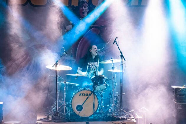 Bokassa Konzert in Bergen Bokassa Bergen, Norway. 19th, Ferbruary 2022. The Norwegian rock band Bokassa performs live concert at USF Verftet in Bergen. Here vocalist and drummer Olav Dowkes is seen live on stage. Bergen Norway  Copyright: xGonzalesxPhoto JarlexH.xMoex