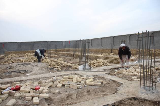 (220227) -- SHIBERGHAN, Feb. 27, 2022 -- Photo taken on Feb. 20, 2022 shows the construction site of a school for girls in Aqcha district of Jawzjan province, Afghanistan. An Afghan woman has helped in constructing a school for girls in the country s northern Jawzjan province, which has been welcomed by Afghans as an initiative towards developing education in the country. TO GO WITH Afghan woman builds girls school in far-flanged district (Photo by Xinhua) AFGHANIST-SHIBERGHAN-GIRL SCHOOL QamaruddinxPoya 