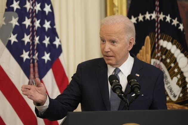 United States President Joe Biden makes remarks as he and first lady Dr. Jill Biden host a celebration in observance of Black History Month in the East Room of the White House in Washington, DC on Monday, February 28, 2022. Black federal, state and local government officials as well as Civil Rights leaders are in attendance. Copyright: xChrisxKleponisx xPoolxviaxCNPx MediaPunchx