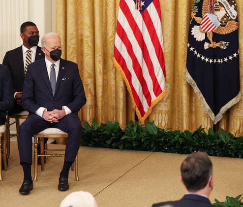 President Joe Biden attends a celebration of Black History Month at the White House on Monday, February 28, 2022 in Washington DC.  JEM20220228021 JEMALxCOUNTESS