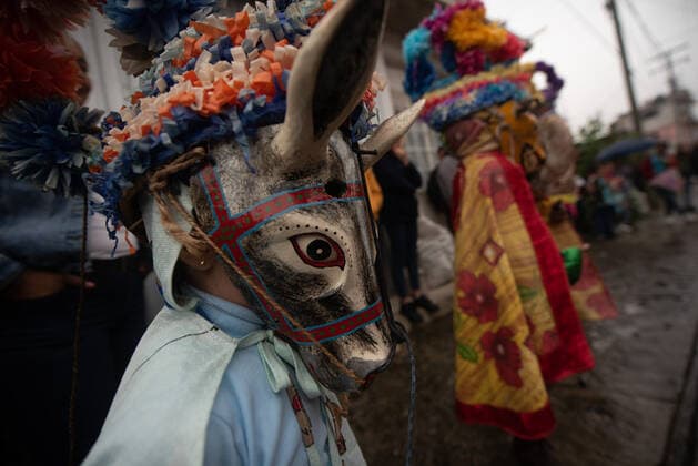 February 28, 2022: Residents of the town of Alto Tio Diego celebrate the traditional Afro-Mexican carnival. In this carnival, the residents usually wear wooden masks in the form of animals such as cows, bulls, horses and other costumes. This is a tradition that has been celebrated since the colonial era of Mexico - ZUMAqp1_ 20220228_zip_qp1_001 Copyright: xHectorxAdolfoxQuintanarxPerezx
