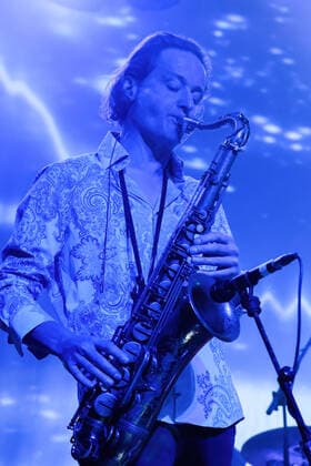 March 2, 2022, Southampton, United Kingdom: Ian East, composer, flutist and saxophone player with Franco-British 1970s Progressive rock band Gong performing live on stage at The 1865. Southampton United Kingdom - ZUMAs197 20220302_zaa_s197_363 Copyright: xDawnxFletcher-Parkx