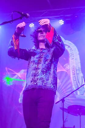 March 2, 2022, Southampton, United Kingdom: British-Iranian musician, composer, record label owner and broadcaster Kavus Torabi, and current lead vocalist and guitarist with Franco-British 1970s Progressive rock band Gong performing live on stage at The 1865. Southampton United Kingdom - ZUMAs197 20220302_zaa_s197_357 Copyright: xDawnxFletcher-Parkx