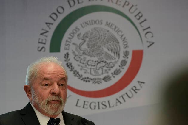 Former President Luiz Inacio Lula da Silva Working Visit To Mexico MEXICO CITY, MEXICO MARCH 3, 2022: Former President of Brazil Luiz Inacio Lula da Silva, gesticulates while talk in his spoke during a meet with Mexican legislators to address current issues at the Senate of Mexico, as part of his working visit to Mexico. On March 3, 2022 in Mexico City, Mexico. (Photo by Carlos Tischler Eyepix Group) Copyright: xCarlosxTischlerx xEyepixxGroupx EYEPIX_CT_03032022_57302