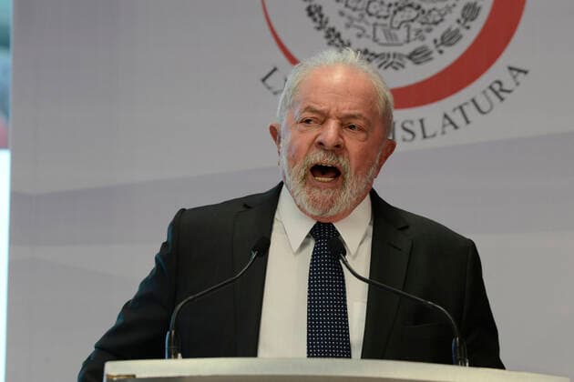 Former President Luiz Inacio Lula da Silva Working Visit To Mexico MEXICO CITY, MEXICO MARCH 3, 2022: Former President of Brazil Luiz Inacio Lula da Silva, gesticulates while talk in his spoke during a meet with Mexican legislators to address current issues at the Senate of Mexico, as part of his working visit to Mexico. On March 3, 2022 in Mexico City, Mexico. (Photo by Carlos Tischler Eyepix Group) Copyright: xCarlosxTischlerx xEyepixxGroupx EYEPIX_CT_03032022_57305