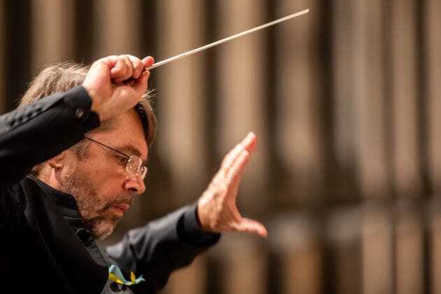 Concert of Ukrainian pianist Vadym Kholodenko and Janacek Philharmonic Ostrava, with Polish-Russian conductor Andrey Boreyk (photo), to be symbolically devoted to Ukraine took place in Ostrava culture house, Ostrava, Czech Republic, on Thursday, March 3, 2022. (CTKxPhoto VladimirxPrycek) CTKPhotoP2022030310793  PRY 0011