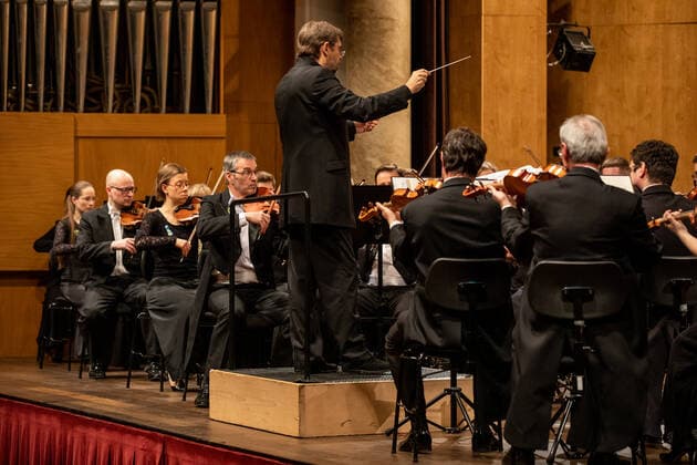 Concert of Ukrainian pianist Vadym Kholodenko and Janacek Philharmonic Ostrava, with Polish-Russian conductor Andrey Boreyk (photo), to be symbolically devoted to Ukraine took place in Ostrava culture house, Ostrava, Czech Republic, on Thursday, March 3, 2022. (CTKxPhoto VladimirxPrycek) CTKPhotoP2022030310887  PRY 0019