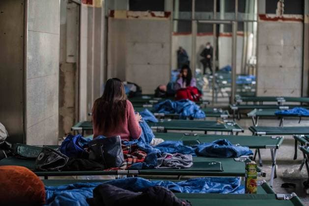 March 4, 2022, Munich, Bavaria, Germany: With officially one million externally displaced and many more in Ukraine internally displaced, the European Union has relaxed entry and travel requirements in order to distribute those fleeing the war. The city of Munich, Germany was one of the major destinations for the 2015 refugee crisis and due to this Caritas and the Bahnhofsmission have mobilized to give the refugees information and a short-term place to stay. Currently, many refugees are from Kharkiv and they detail the horrors they say before fleeing their homes. Munich Germany - ZUMAb160 20220304_zbp_b160_018 Copyright: xSachellexBabbarx