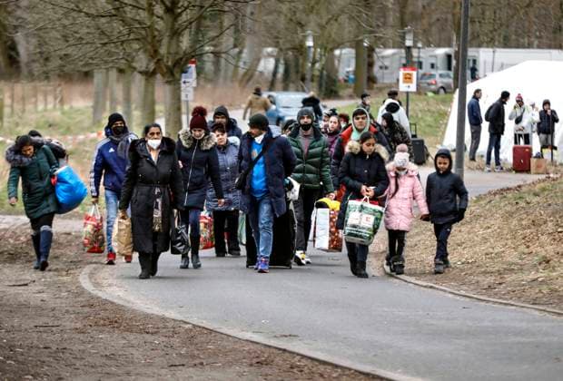 Ukrainian Refugees Berlin, 04 03 2022 Refugees from Ukraine at the Berlin Central Arrival Center Here, registration of war refugees takes place, health care is provided and accommodation options are organized Berlin Berlin Germany