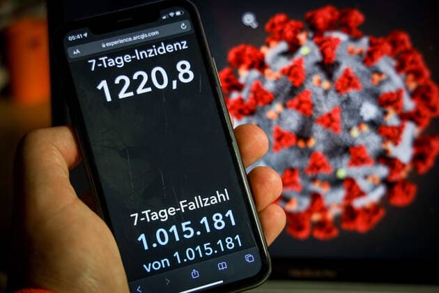 Coronavirus in Germany Covid 19 Robert Koch Institute dashboard 05 03 2022 Robert Koch Institute 7 days incidence 1220.8 7 days number of cases 1 015 181 COVID 19 cases 15 674 100 addition by 192 210 compared to previous day COVID 19 deaths 124 051 addition by 255 compared to previous day