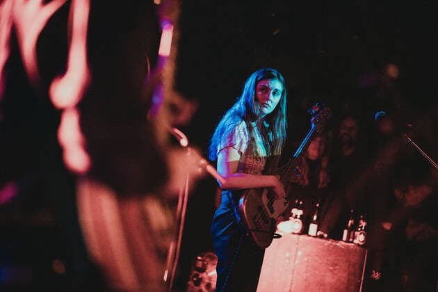 Porridge Radio Copenhagen, Denmark. 05th, March 2022. The British indie rock band Porridge Radio performs a live concert at Loppen in Copenhagen. Here bass player Maddie Ryall is seen live on stage. Copenhagen Denmark  Copyright: xGonzalesxPhoto MathiasxKristensex