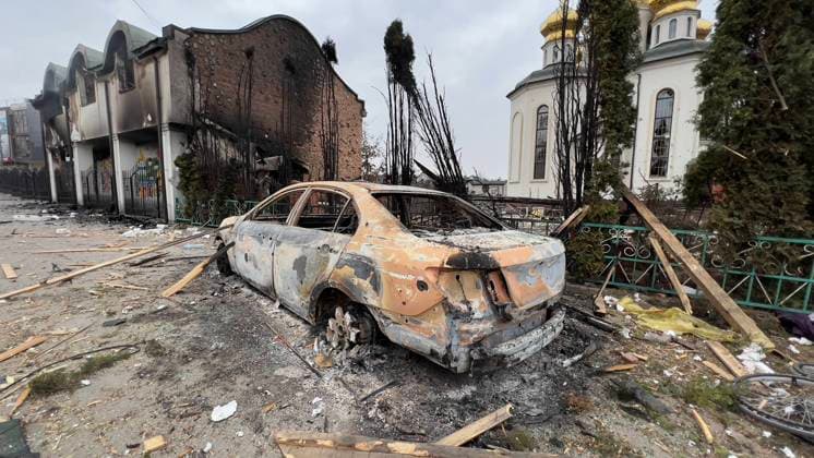 News Themen der Woche KW10 News Bilder des Tages The situation in Irpin, West-northwest from Kyiv, Ukraine, during the Russian invasion, as Russia invaded Ukraine on February 24, pictured on March 7, 2022. (CTKxPhoto PavelxNemecek) CTKPhotoF202203071525601 