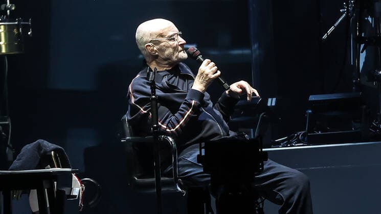 Concert by Genesis, @ Mercedes Arena, Berlin Genesis, vocals Phil Collins keyboard Tony Banks bass, guitar Mike Rutherford drums live Nicholas Nic Collins