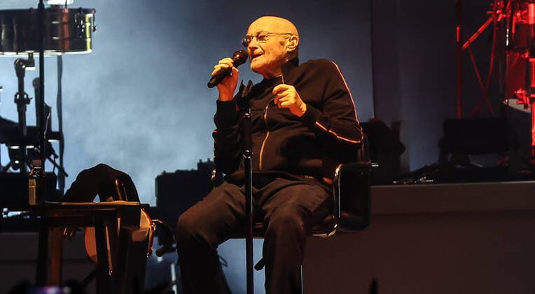 Concert by Genesis, @ Mercedes Arena, Berlin Genesis, vocals Phil Collins keyboard Tony Banks bass, guitar Mike Rutherford drums live Nicholas Nic Collins