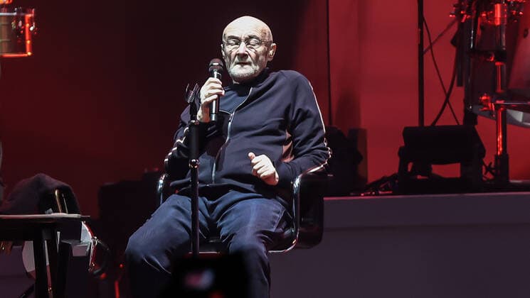 Concert by Genesis, @ Mercedes Arena, Berlin Genesis, vocals Phil Collins keyboard Tony Banks bass, guitar Mike Rutherford drums live Nicholas Nic Collins
