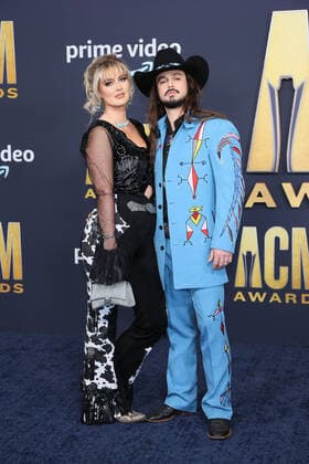 Caroline Munsick and Ian Munsick arrive for the 2022 Academy of Country Music Awards at Allegiant Stadium in Las Vegas, Nevada on Monday, March 7, 2022.  LAV20220307005 JAMESxATOA