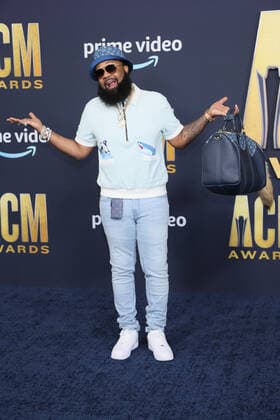American rapper and producer Blanco Brown arrives for the 2022 Academy of Country Music Awards at Allegiant Stadium in Las Vegas, Nevada on Monday, March 7, 2022.  LAV20220307020 JAMESxATOA