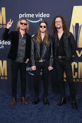 Country music group The Cadillac Three arrives for the 2022 Academy of Country Music Awards at Allegiant Stadium in Las Vegas, Nevada on Monday, March 7, 2022.  LAV20220307021 JAMESxATOA