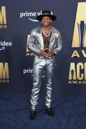 Country music singer Jimmie Allen arrives for the 2022 Academy of Country Music Awards at Allegiant Stadium in Las Vegas, Nevada on Monday, March 7, 2022.  LAV20220307022 JAMESxATOA