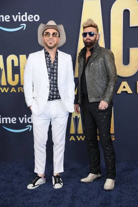 Country group Locash arrives for the 2022 Academy of Country Music Awards at Allegiant Stadium in Las Vegas, Nevada on Monday, March 7, 2022.  LAV20220307042 JAMESxATOA