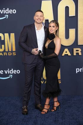 Country artist Kane Brown and wife Katelyn Brown arrive for the 2022 Academy of Country Music Awards at Allegiant Stadium in Las Vegas, Nevada on Monday, March 7, 2022.  LAV20220307055 JAMESxATOA