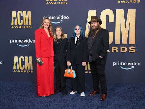 Morgane Stapleton, Wayland Stapleton, Ada Stapleton and Chris Stapleton arrive for the 2022 Academy of Country Music Awards at Allegiant Stadium in Las Vegas, Nevada on Monday, March 7, 2022.  LAV20220307081 JAMESxATOA