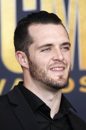 NFL quarterback Derek Carr arrives for the 2022 Academy of Country Music Awards at Allegiant Stadium in Las Vegas, Nevada on Monday, March 7, 2022.  LAV20220307093 JAMESxATOA