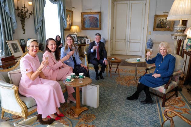 . 08 03 2022. London, United Kingdom. Camilla, Duchess of Cornwall, with members of Team ExtraOARdinary, who rowed their 23-foot boat ÒDolly PartonÓ 3,000 miles from La Gomera in the Canaries to English Harbour in Antigua in 42 days to raise money for cancer charities, at a reception at Clarence House in London.  xPoolx xi-Imagesx IIM-23182-0015