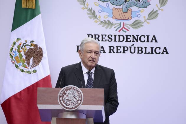 MexicoÂ s President Lopez Obrador at International Women Day Press Conference MEXICO CITY, MEXICO 8, MARCH 8, 2022: The President of Mexico, Andres Manuel Lopez Obrador speaks during the morning press conference for the International WomenÂ s Day at the National Palace. On march 8, 2022 in Mexico City, Mexico. (Photo by Carlos Tischler Eyepix Group). Copyright: xCarlosxTischlerx xEyepixxGroupx EYEPIX_CT_08032022_57477