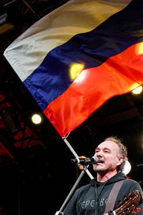 MOSCOW, RUSSIA â€“ MARCH 9, 2022: Lead vocalist Alexei Poddubny of the Dzhango band performs during a concert in support of the Russian Army and a special operation in Ukraine, at the Sexton club. Early on 24 February, Russia s President Putin announced his decision to launch a special military operation after considering requests from the leaders of the Donetsk People s Republic and Lugansk People s Republic. Vyacheslav Prokofyev TASS  TS1271FB